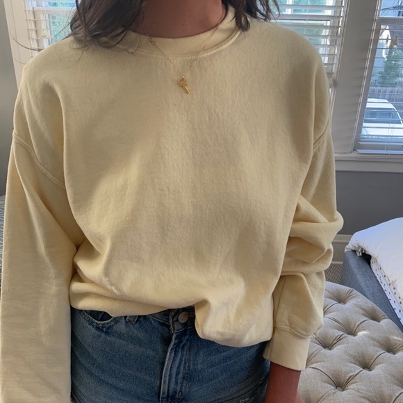 Brandy Melville Sweaters - yellow crew neck sweatshirt